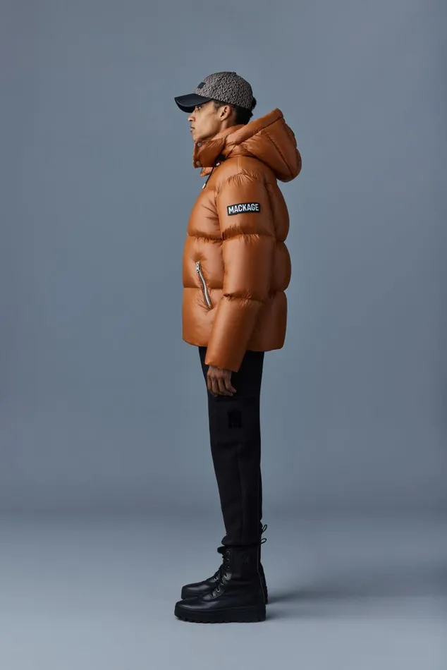 Puffer Men Mackage KENTZ Lustrous Down Jacket With Hood White