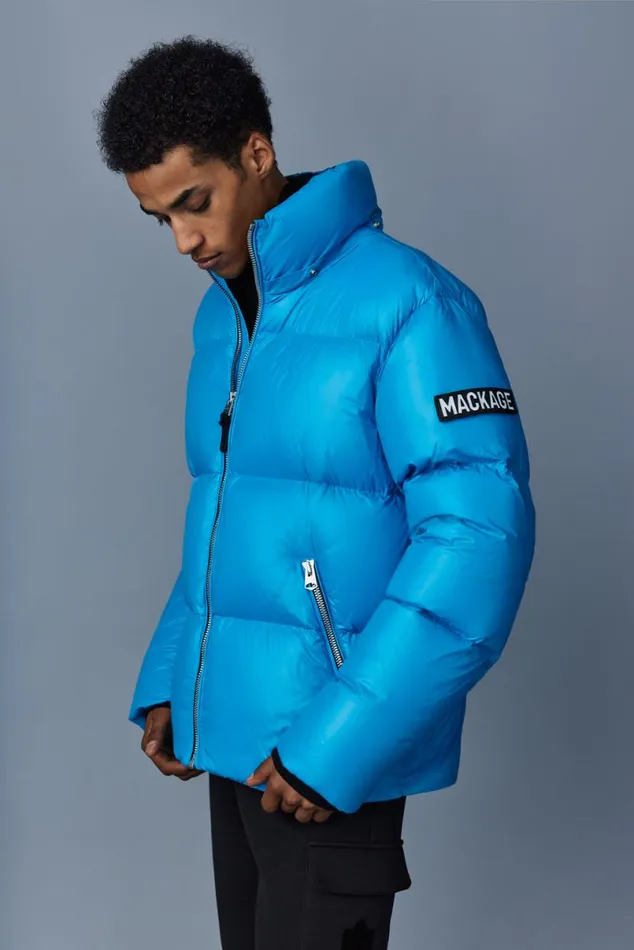 Puffer Men Mackage KENTZ Lustrous Down Jacket With Hood White