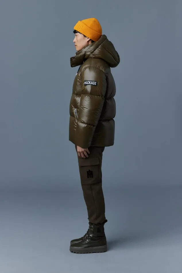 Puffer Men Mackage KENTZ Lustrous Down Jacket With Hood White