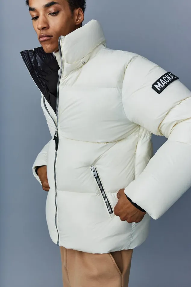 Puffer Men Mackage KENTZ Lustrous Down Jacket With Hood White