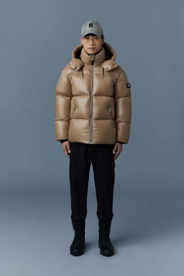 Puffer Men Mackage KENTZ Lustrous Down Jacket With Hood White