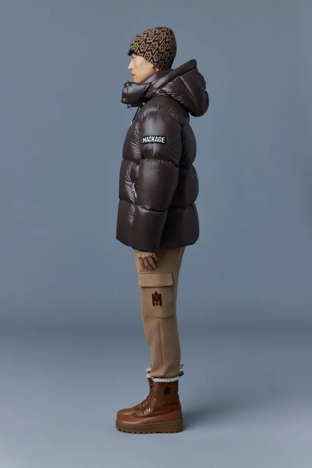 Puffer Men Mackage KENTZ Lustrous Down Jacket With Hood White