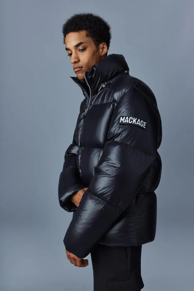 Puffer Men Mackage KENTZ Lustrous Down Jacket With Hood White