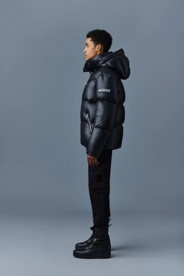 Puffer Men Mackage KENTZ Lustrous Down Jacket With Hood White