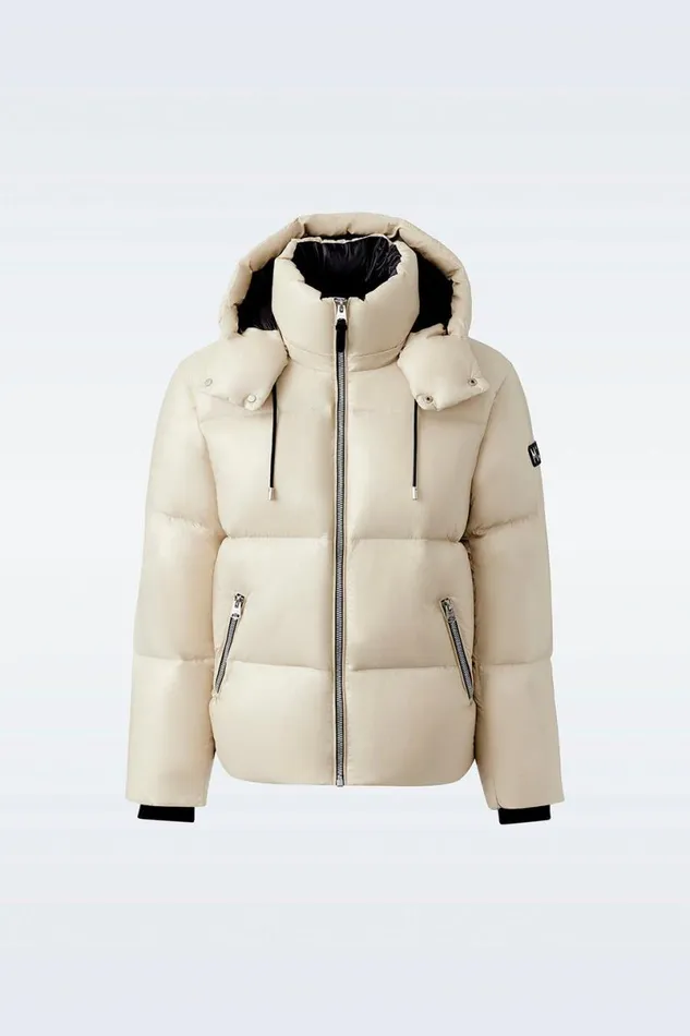 Puffer Men Mackage KENTZ Lustrous Down Jacket With Hood White