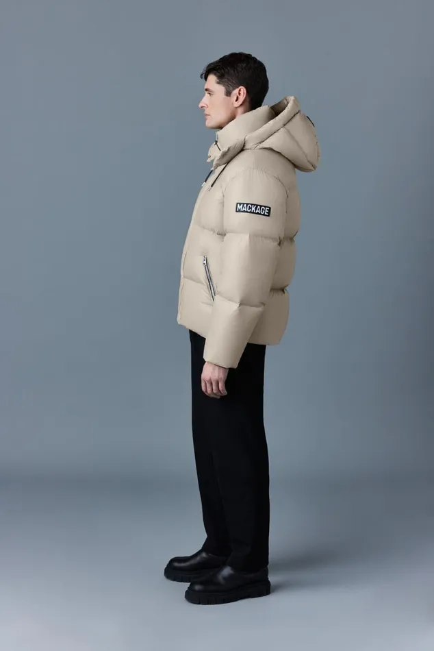 Puffer Men Mackage KENTZ Lustrous Down Jacket With Hood White