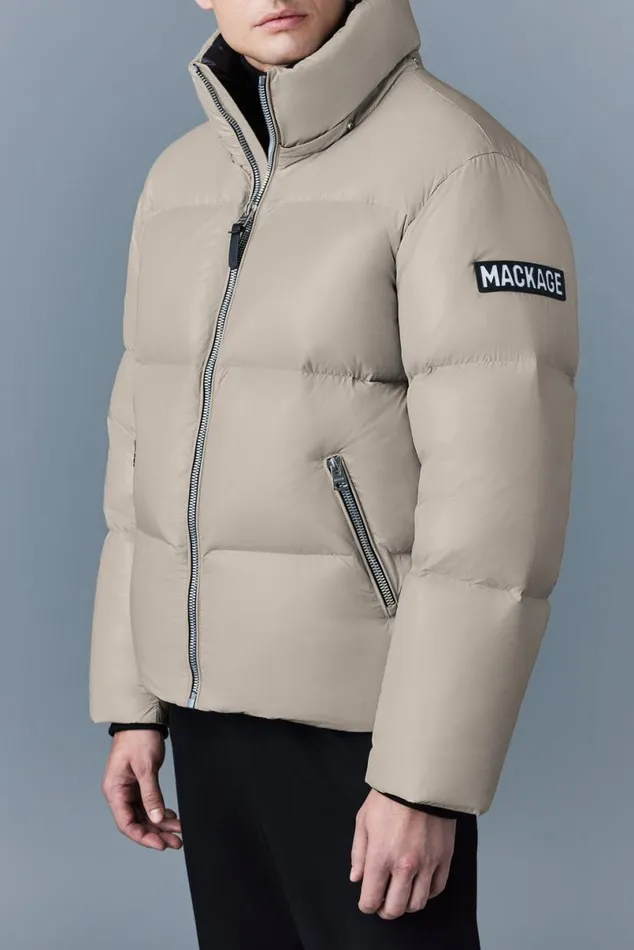 Puffer Men Mackage KENTZ Lustrous Down Jacket With Hood White