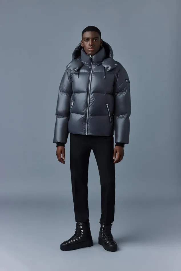 Puffer Men Mackage KENTZ Lustrous Down Jacket With Hood White