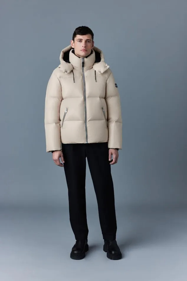 Puffer Men Mackage KENTZ Lustrous Down Jacket With Hood White