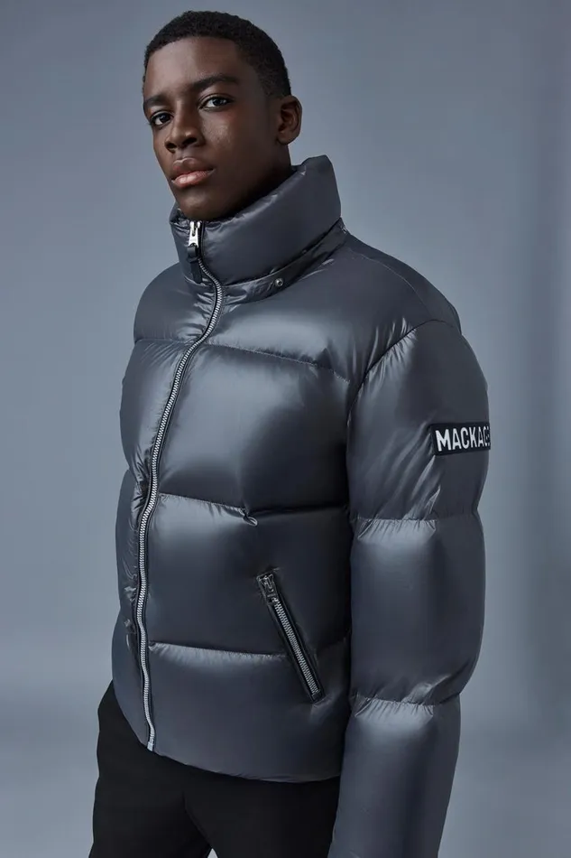 Puffer Men Mackage KENTZ Lustrous Down Jacket With Hood White