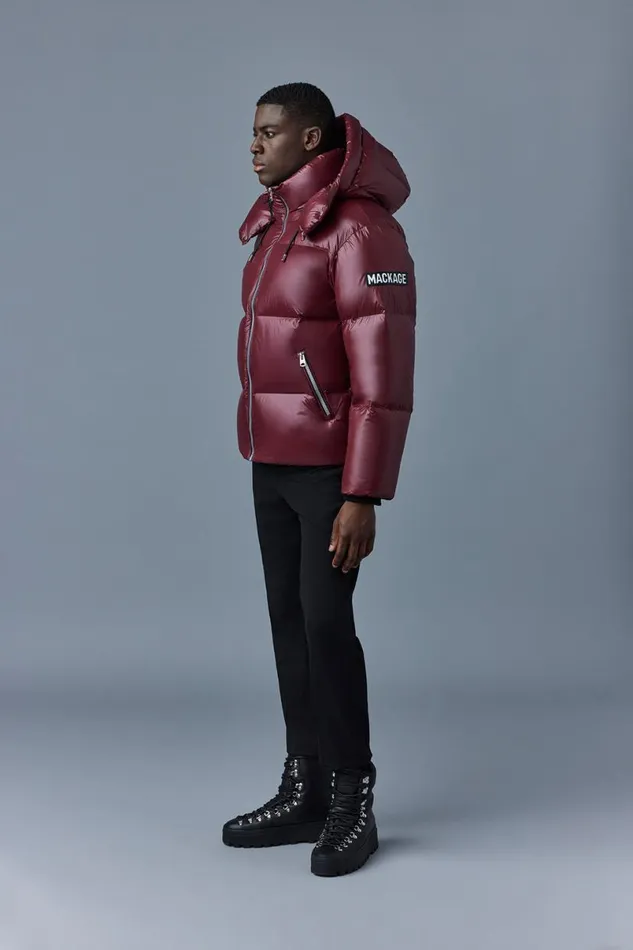 Puffer Men Mackage KENTZ Lustrous Down Jacket With Hood White