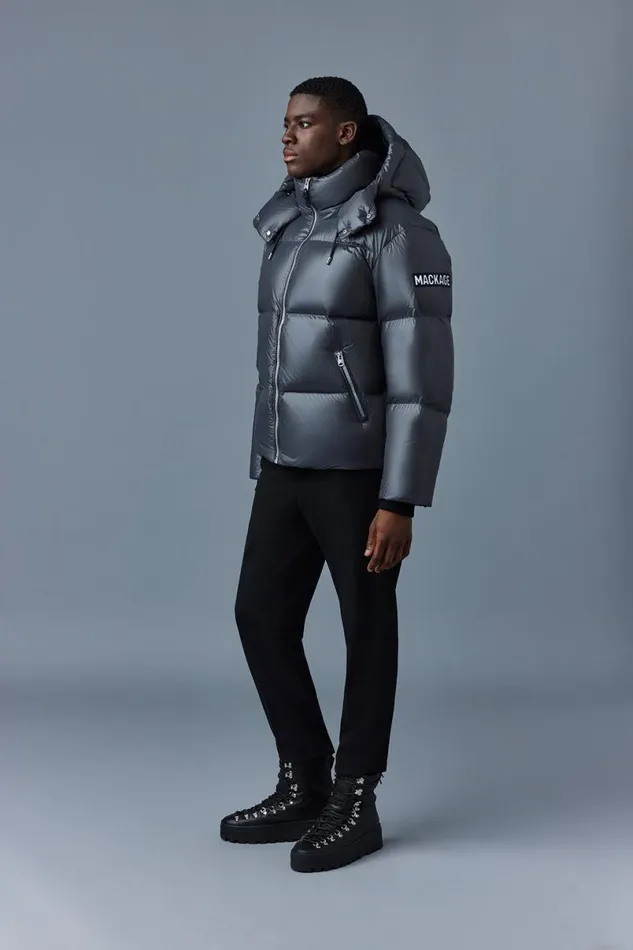 Puffer Men Mackage KENTZ Lustrous Down Jacket With Hood White