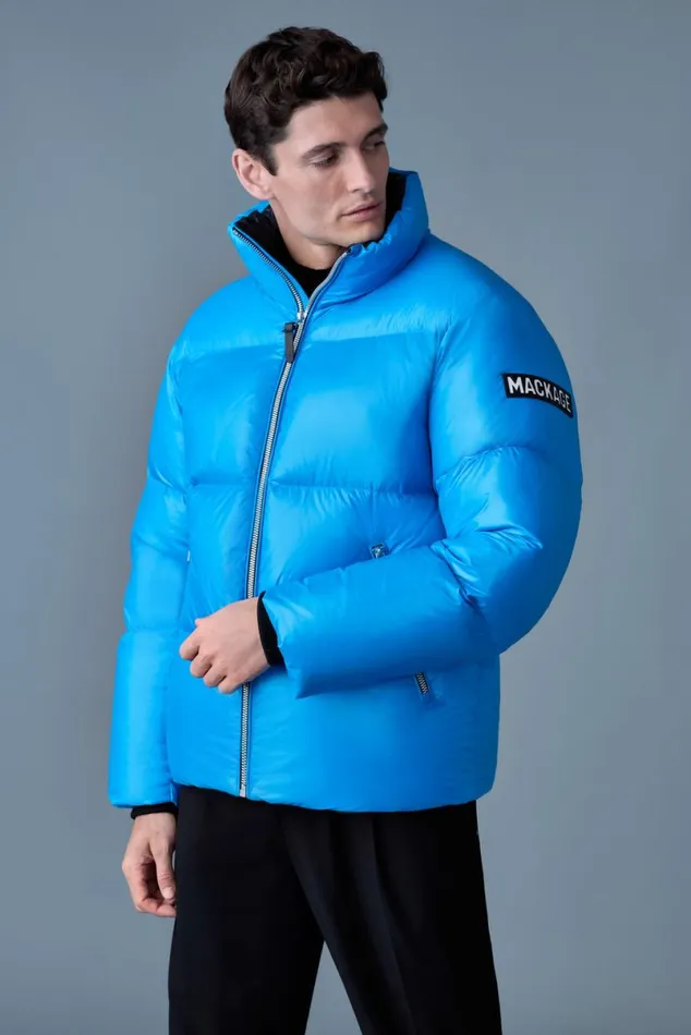 Puffer Men Mackage KENTZ Lustrous Down Jacket With Hood White
