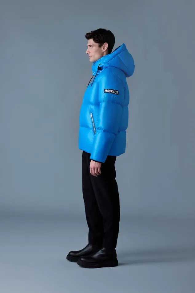 Puffer Men Mackage KENTZ Lustrous Down Jacket With Hood White