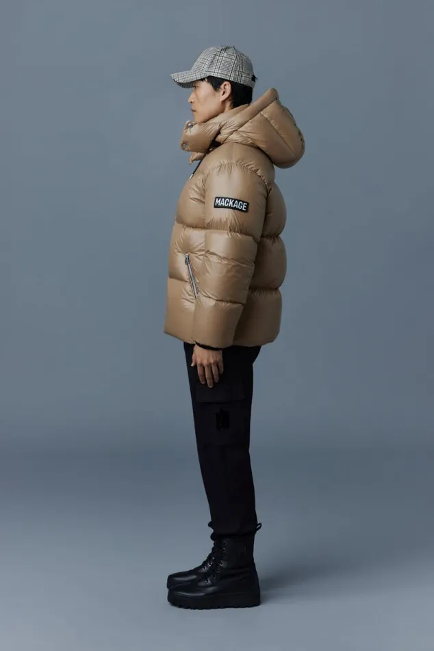 Puffer Men Mackage KENTZ Lustrous Down Jacket With Hood White