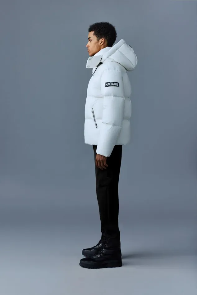 Puffer Men Mackage KENTZ Lustrous Down Jacket With Hood White