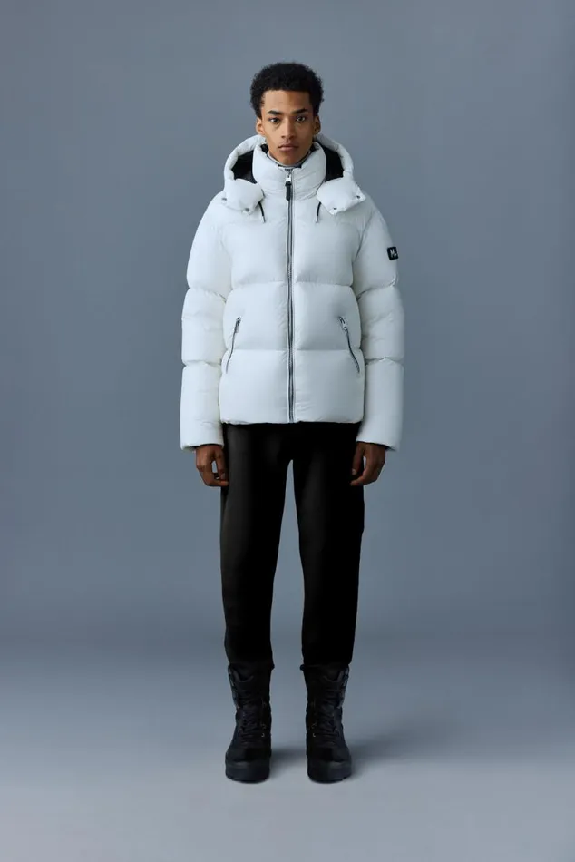 Puffer Men Mackage KENTZ Lustrous Down Jacket With Hood White