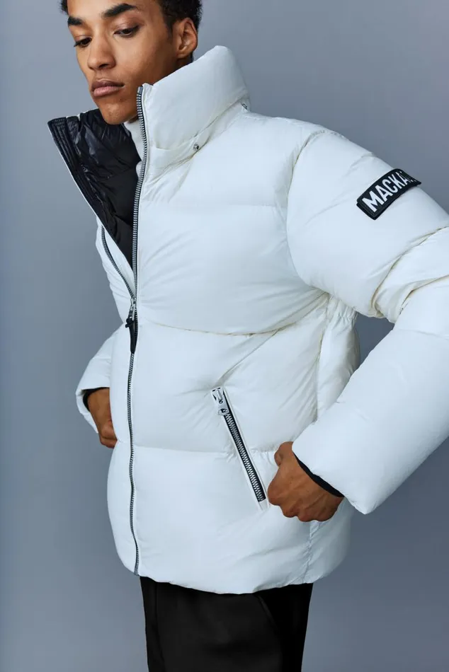 Puffer Men Mackage KENTZ Lustrous Down Jacket With Hood White