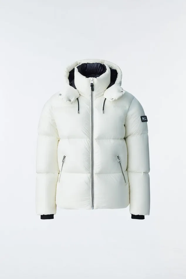 Puffer Men Mackage KENTZ Lustrous Down Jacket With Hood White