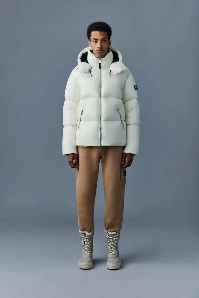 Puffer Men Mackage KENTZ Lustrous Down Jacket With Hood White