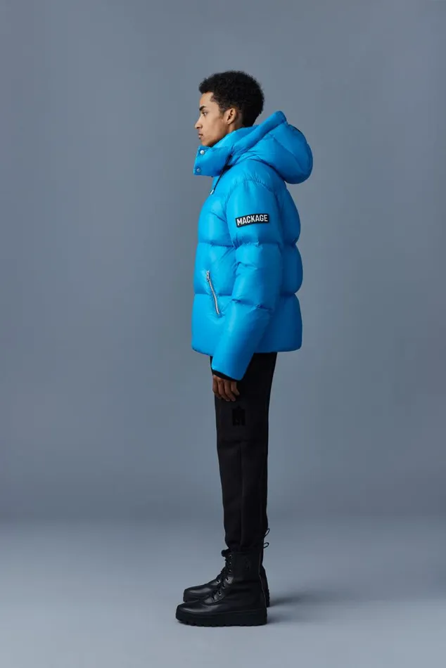 Puffer Men Mackage KENTZ Lustrous Down Jacket With Hood White