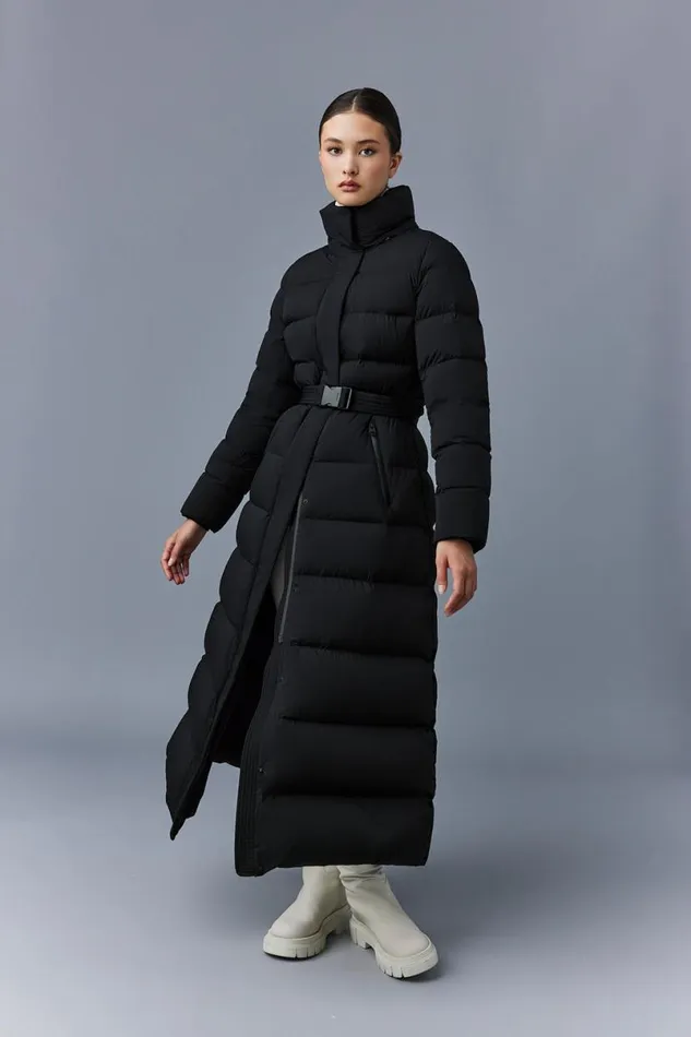 Puffers Women Mackage CALINACITY Stretch Down Maxi Coat Black