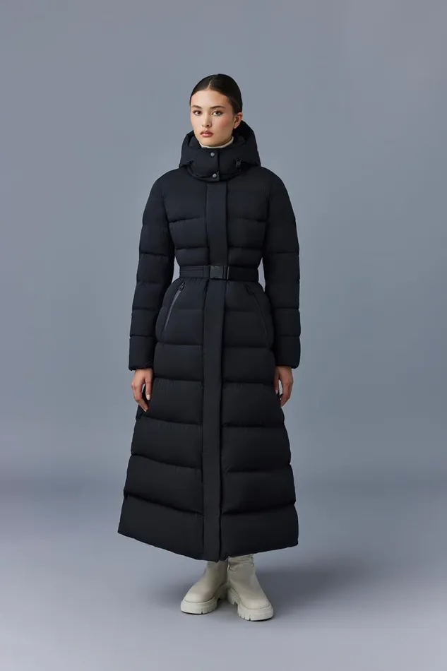 Puffers Women Mackage CALINACITY Stretch Down Maxi Coat Black