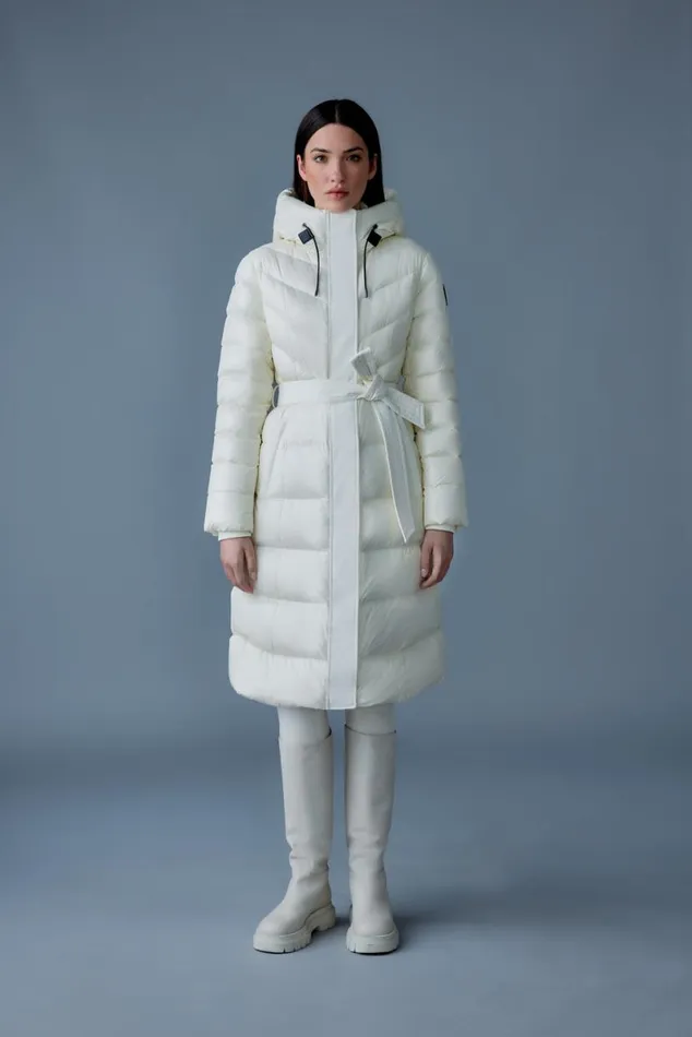 Puffers Women Mackage CORALIA Down Coat With Hood And Sash Belt Black