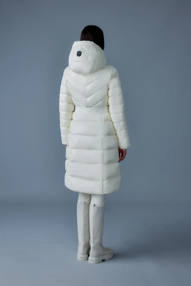 Puffers Women Mackage CORALIA Down Coat With Hood And Sash Belt Black