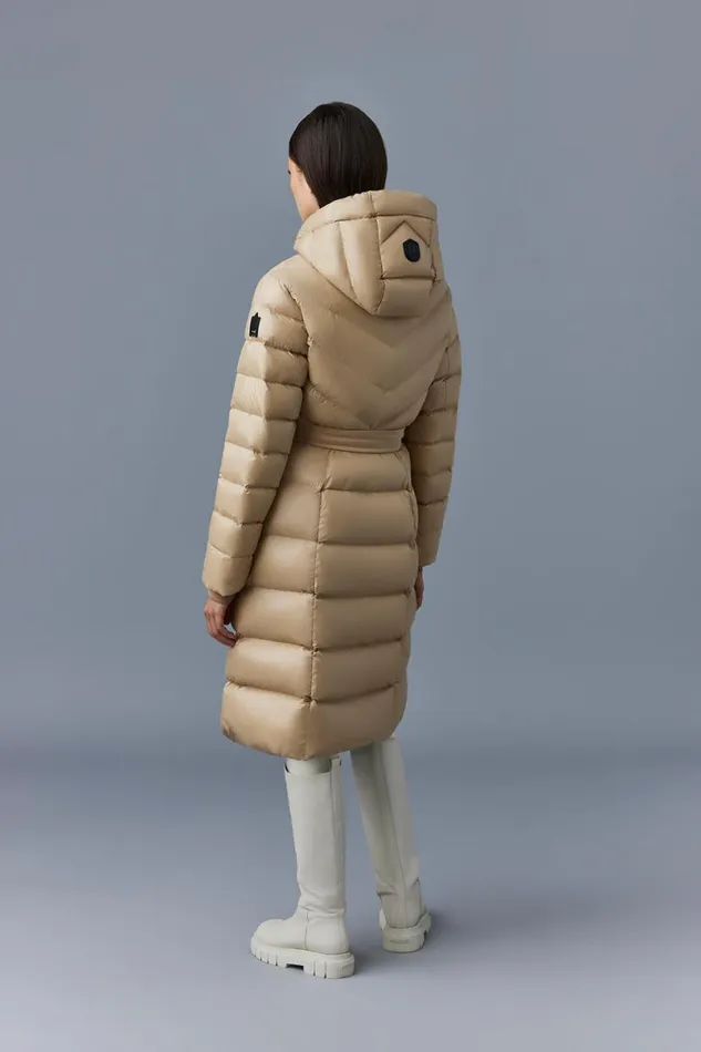 Puffers Women Mackage CORALIA Down Coat With Hood And Sash Belt Black