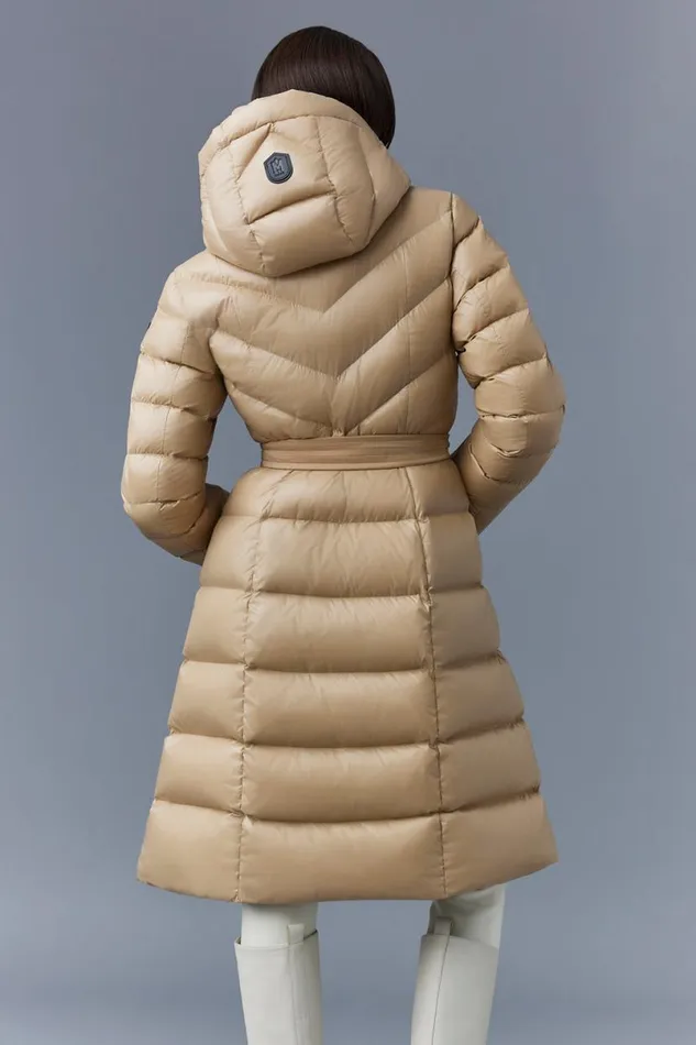Puffers Women Mackage CORALIA Down Coat With Hood And Sash Belt Black