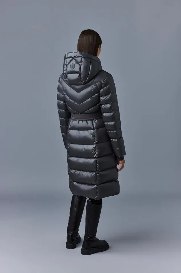 Puffers Women Mackage CORALIA Down Coat With Hood And Sash Belt Black