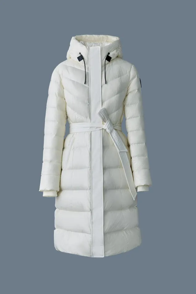Puffers Women Mackage CORALIA Down Coat With Hood And Sash Belt Black