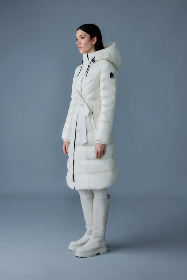 Puffers Women Mackage CORALIA Down Coat With Hood And Sash Belt Black