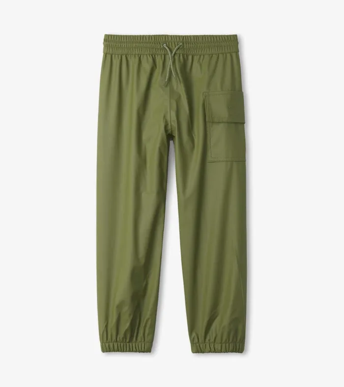 Rainwear GirlsBoys Hatley Forest Green Rain Pants
