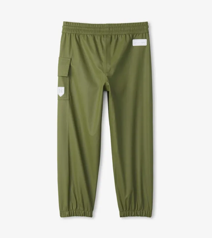 Rainwear GirlsBoys Hatley Forest Green Rain Pants