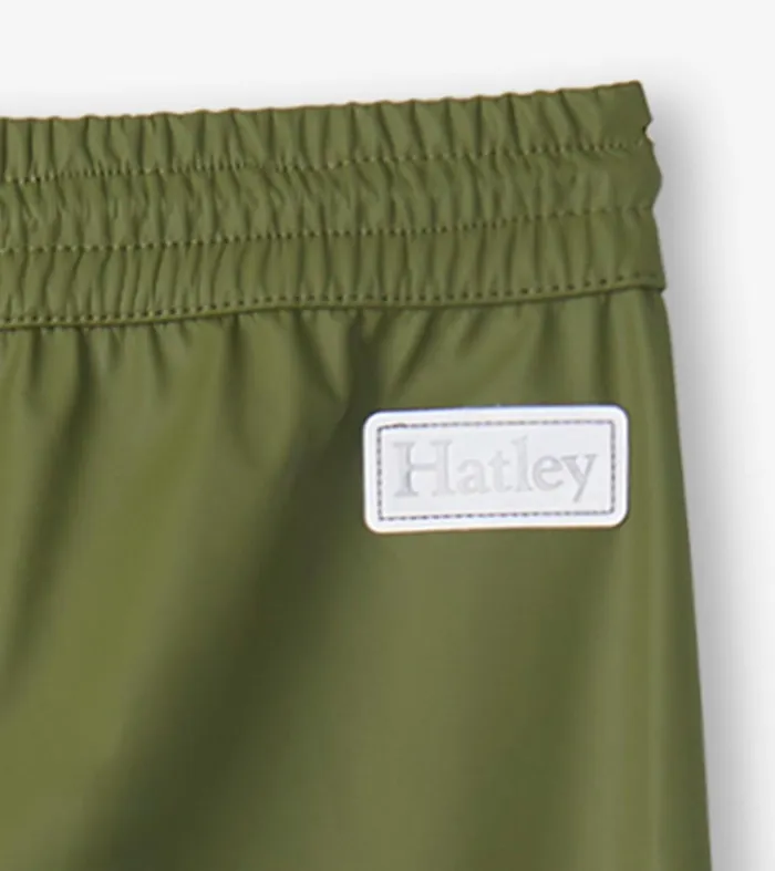 Rainwear GirlsBoys Hatley Forest Green Rain Pants