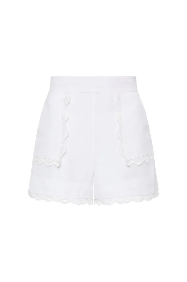 Reva Wave Trim Short Ivory Women Aje Shorts