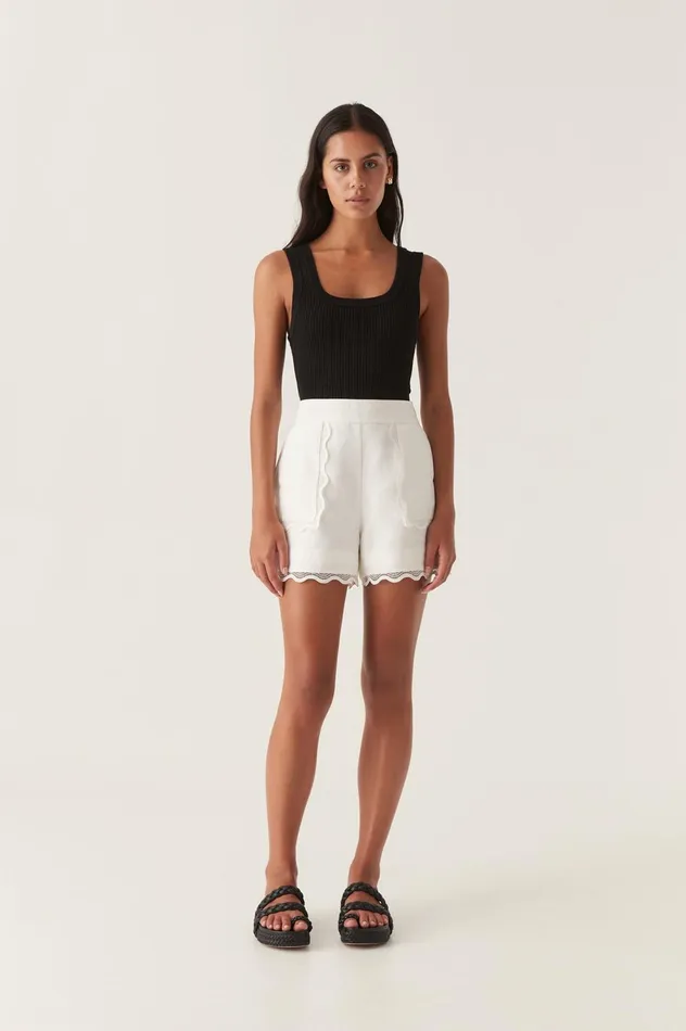 Reva Wave Trim Short Ivory Women Aje Shorts