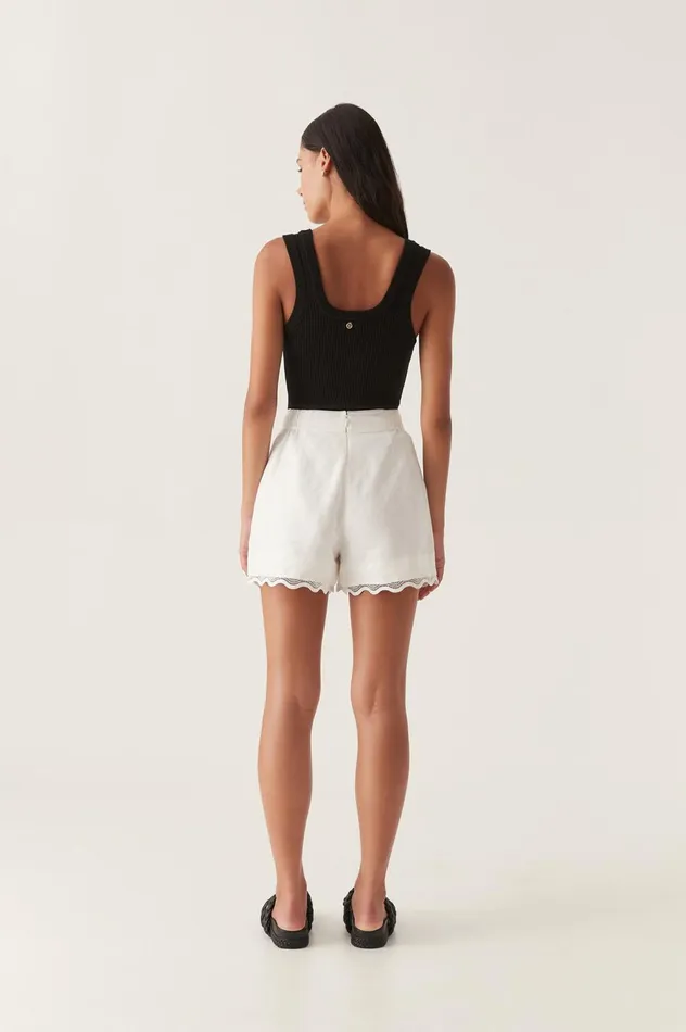 Reva Wave Trim Short Ivory Women Aje Shorts