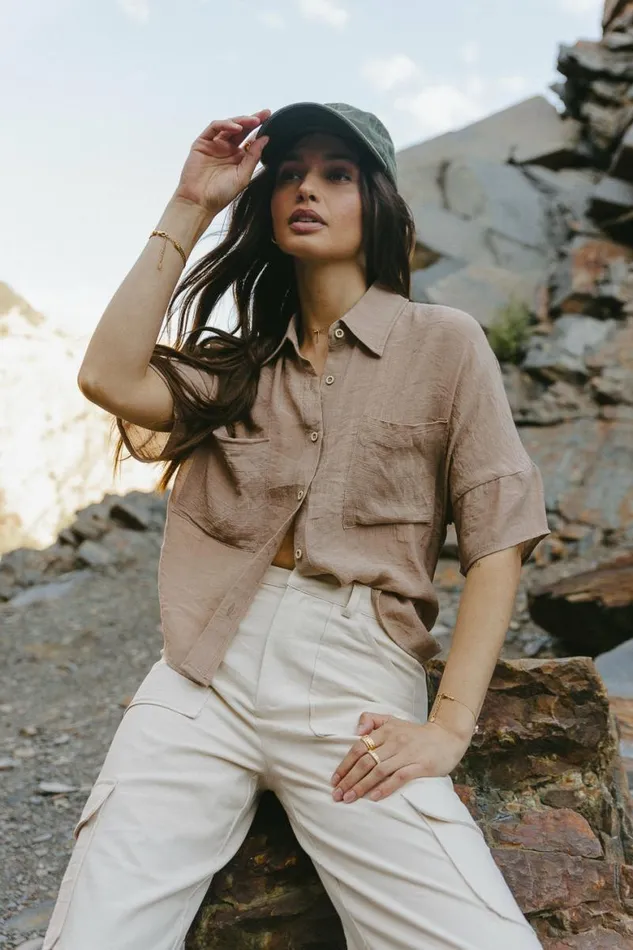 Rhonda Button Up In Taupe Taupe Women Bohme Tops