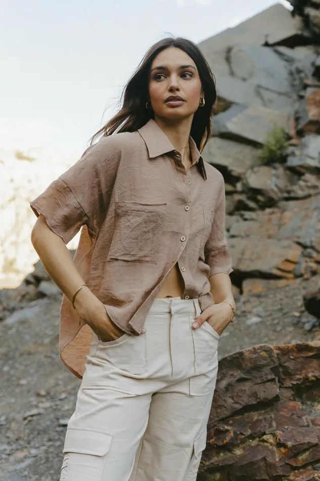 Rhonda Button Up In Taupe Taupe Women Bohme Tops