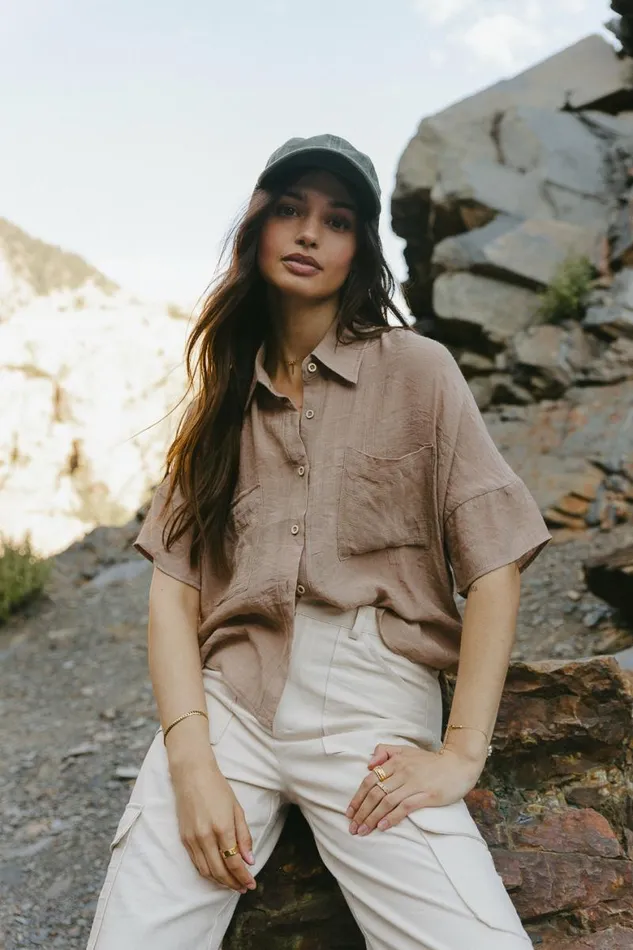 Rhonda Button Up In Taupe Taupe Women Bohme Tops