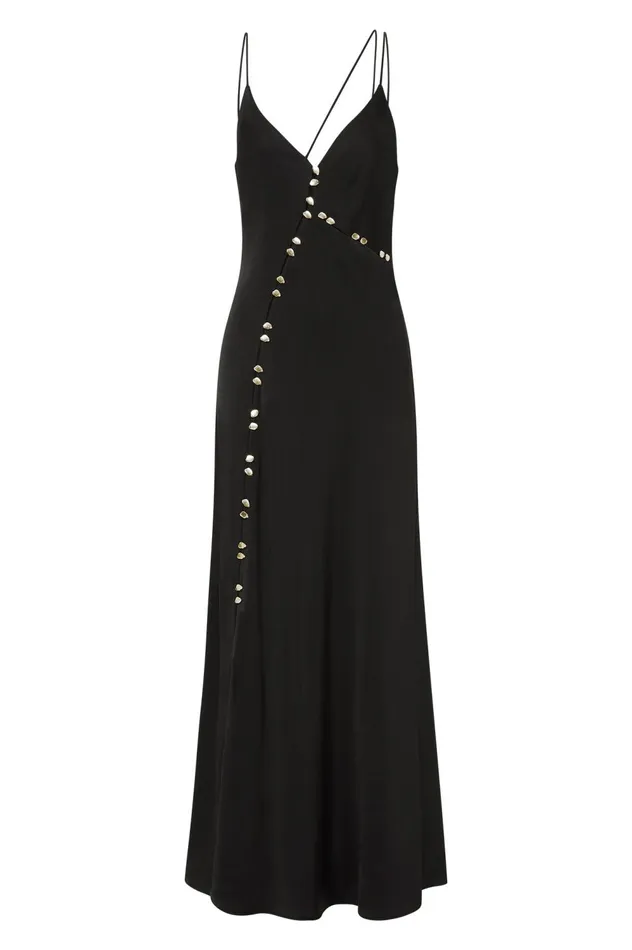 Riddle Button Down Maxi Dress Black Women Aje Maxi Dresses