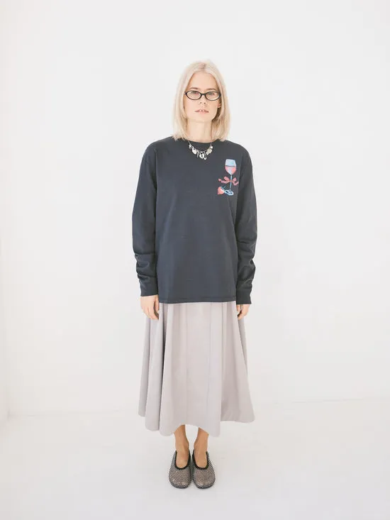 Rose Wine Long Sleeve Tee Charcoal Tops Lisa Says Gah Women