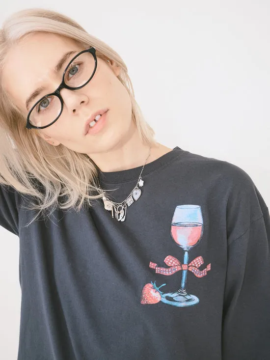 Rose Wine Long Sleeve Tee Charcoal Tops Lisa Says Gah Women