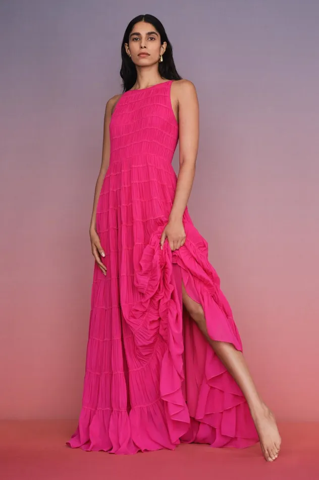 Rosewood Ruched Maxi Dress Magenta Women Aje Maxi Dresses