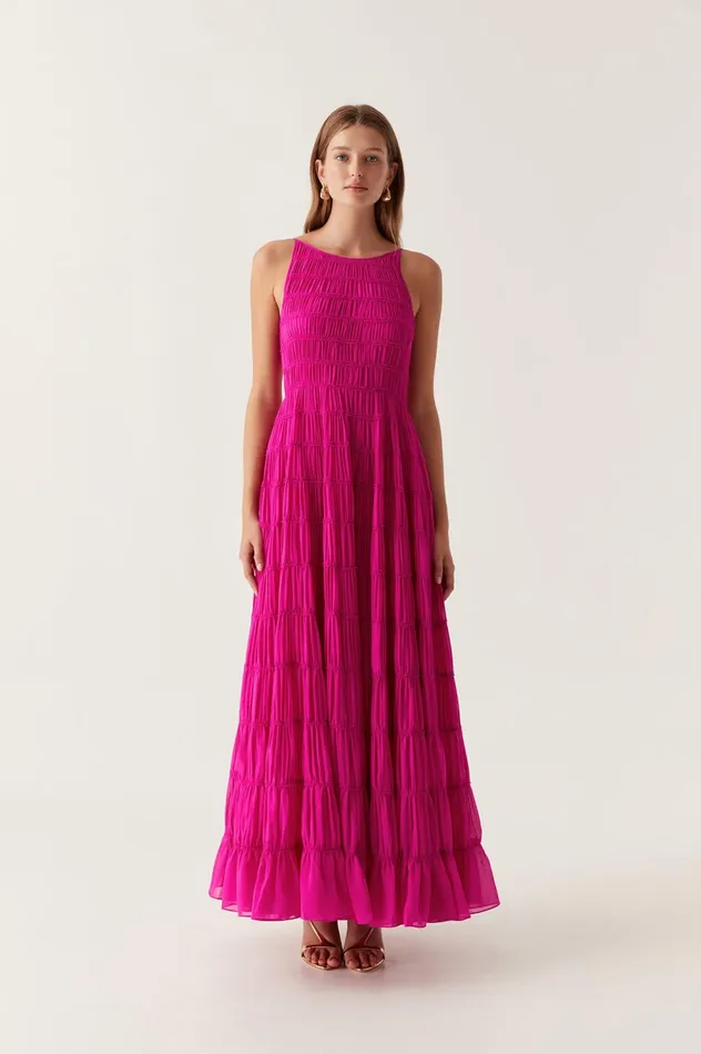 Rosewood Ruched Maxi Dress Magenta Women Aje Maxi Dresses