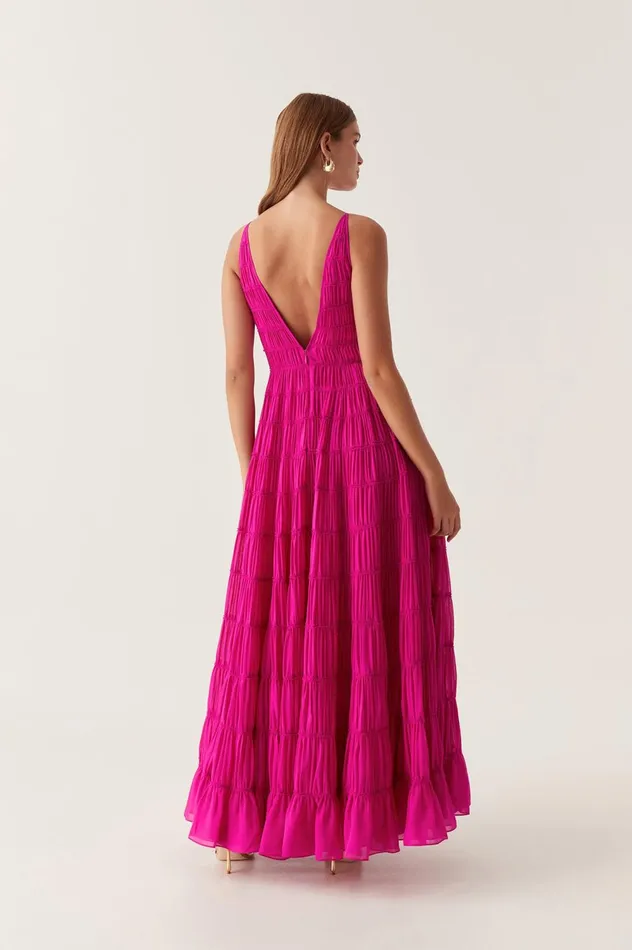 Rosewood Ruched Maxi Dress Magenta Women Aje Maxi Dresses