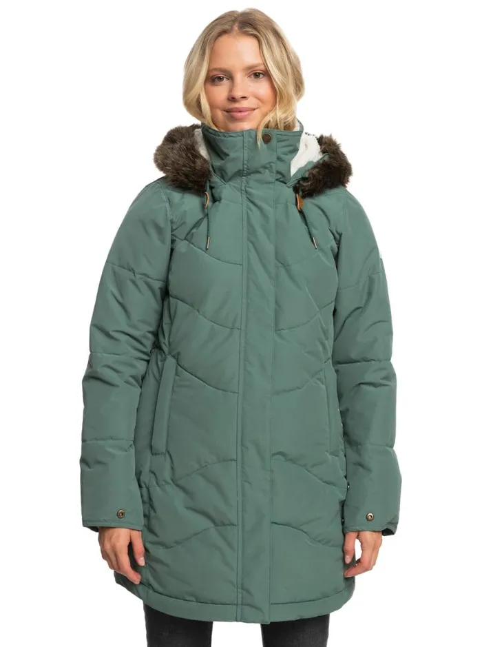 Roxy Jackets Ellie Longline Winter Jacket Dark Forest 8211 Women
